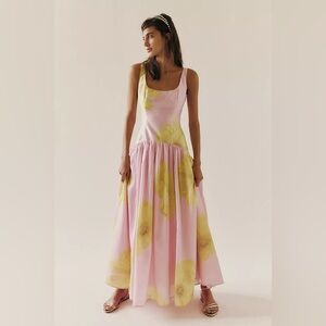 Hutch Pink and Yellow Floral Midi Dress